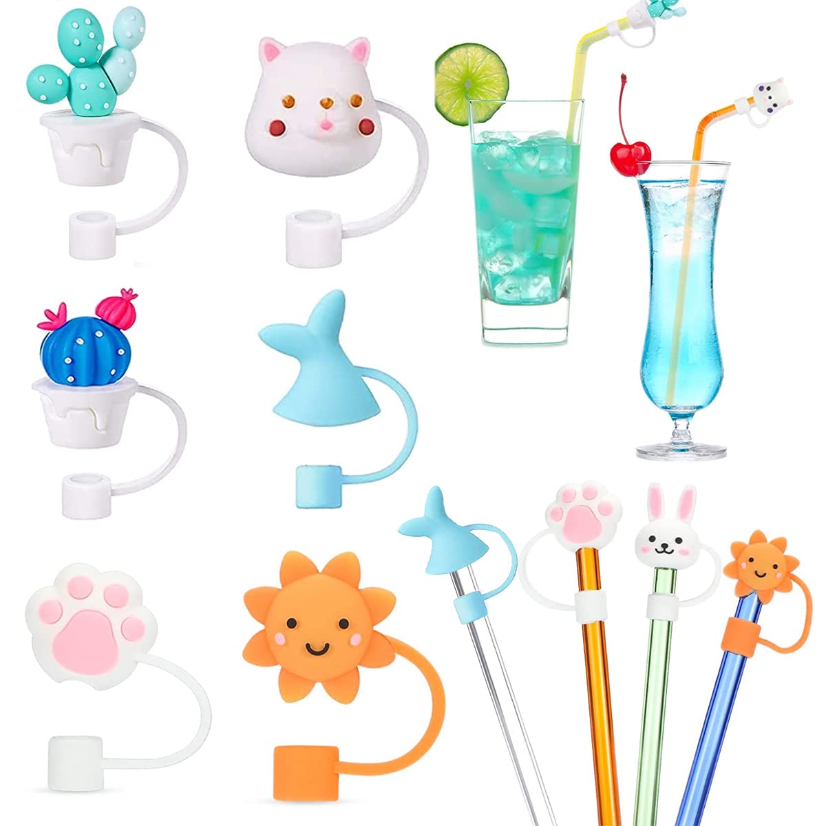 HASTHIP 6pcs Silicone Straw Tips Cap, Lids Anti-dust Silicone Straw Caps, Straw Toppers for Reusable Drinking Straw Lids Cute Dust-Proof Straw Plug for 6-8 mm HASTHIP 6pcs Silicone Straw Tips Cap, Lids Anti-dust Silicone Straw Caps, Straw Toppers for Reusable Drinking Straw Lids Cute Dust-Proof Straw Plug for 6-8 mm